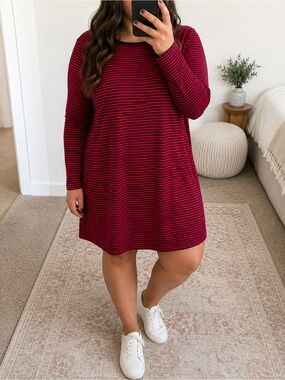VINEYARD VINES Red Striped Dress XL